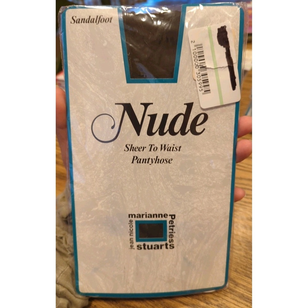 New Vintage NUDE Pantyhose Size B Off Black Color Sandalfoot